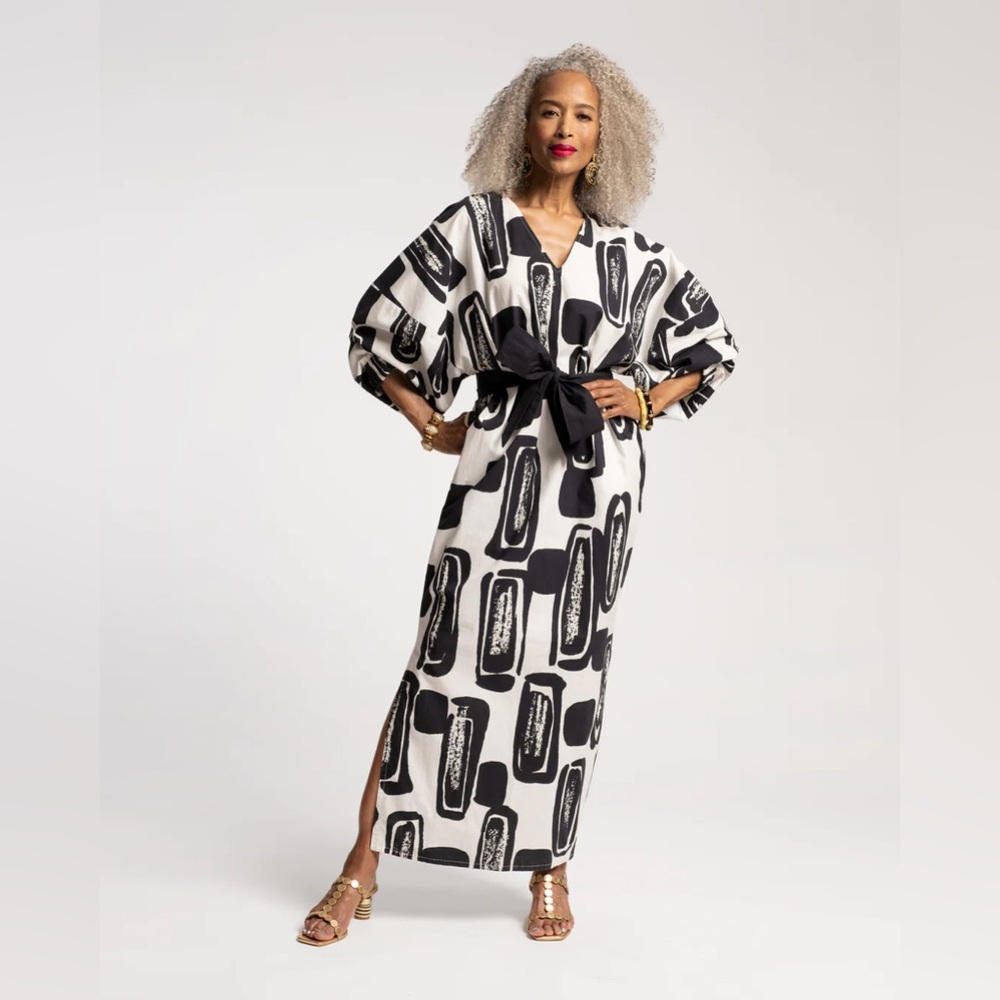 FRANCES VALENTINE Rosa Caftan Flintstone Oyster Black - Picture 5 of 9